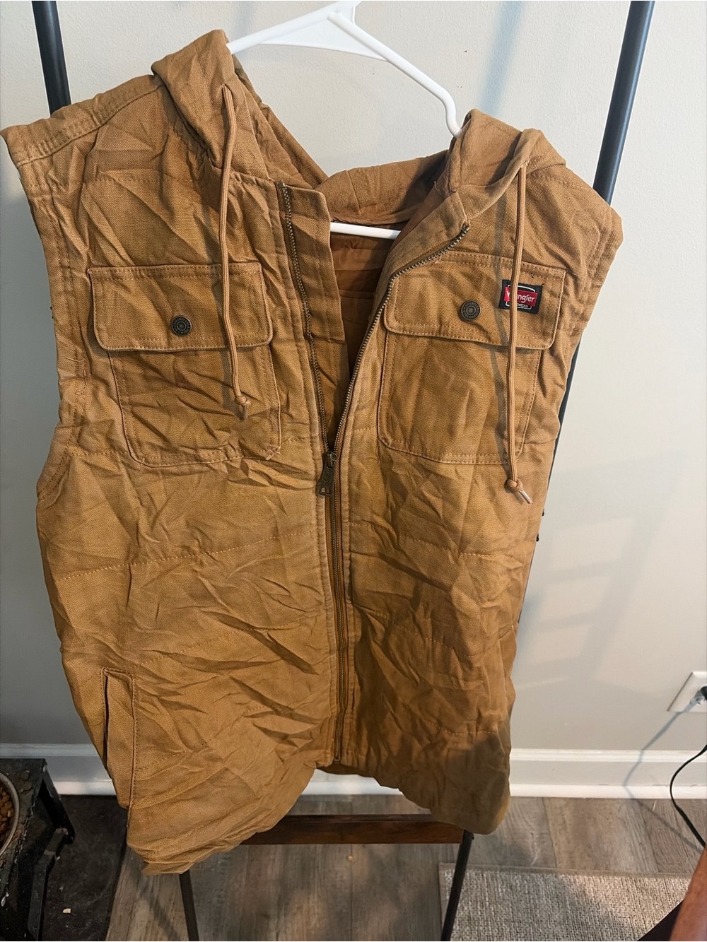 Wrangler Tan Hooded Work Vest